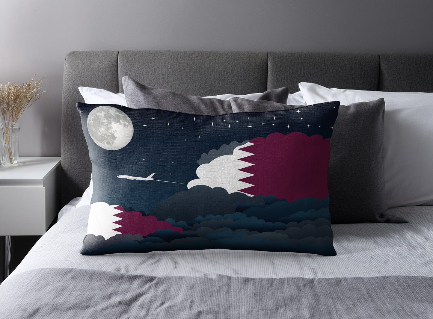 Qatar Night Clouds Pillow Case and Pillow Throw