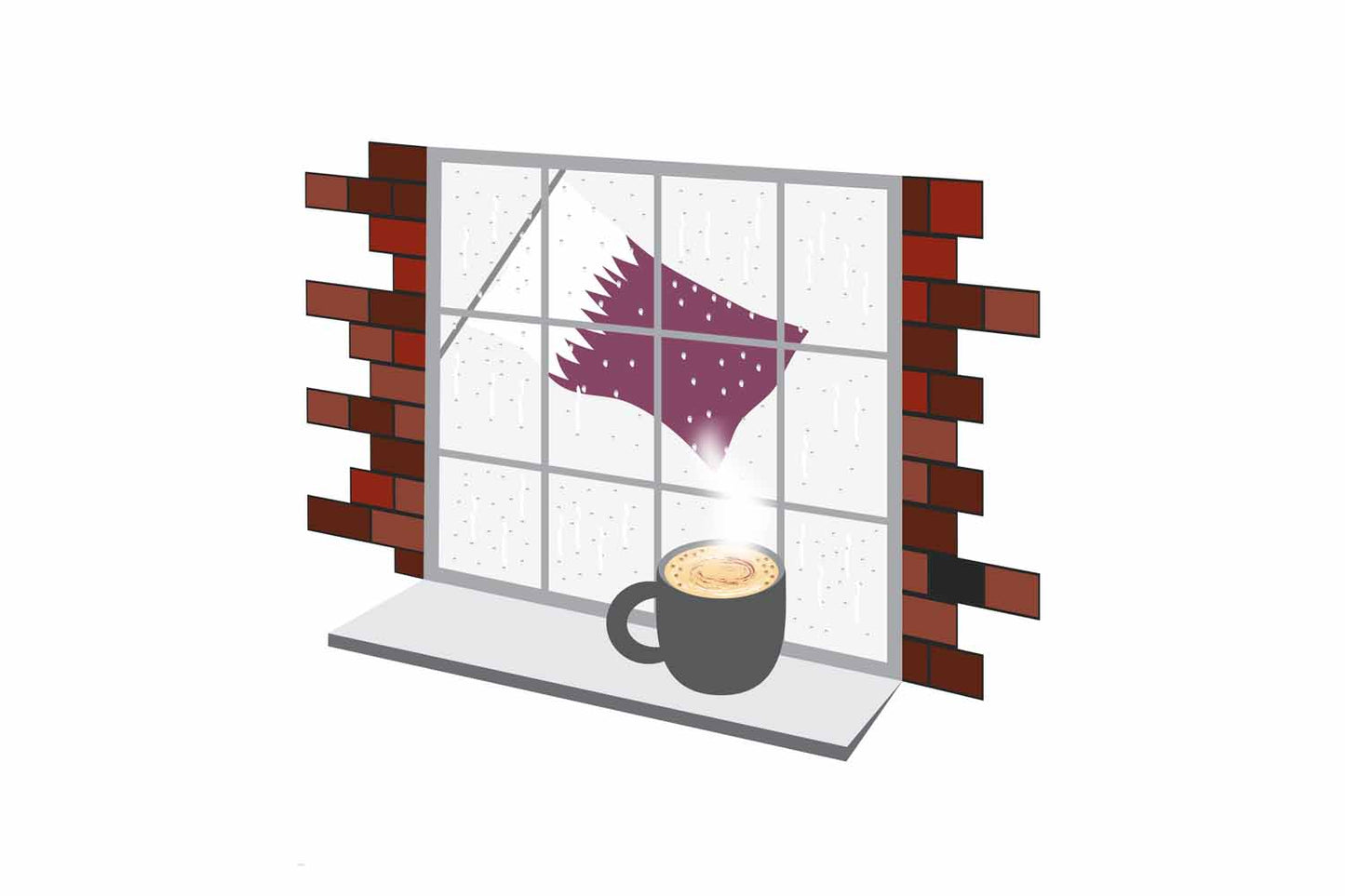 Qatar Coffee Rain Window Fridge Magnet