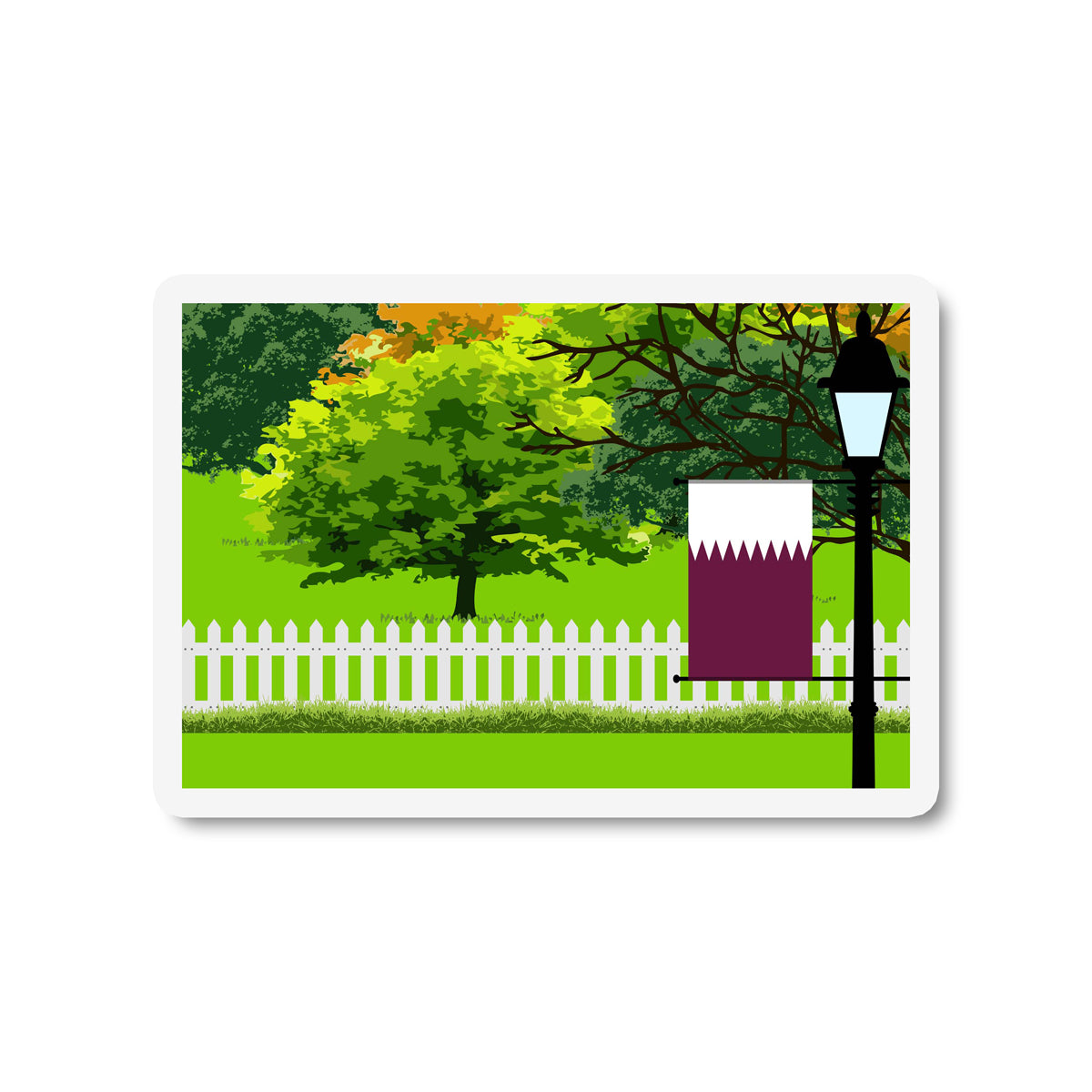 Qatar Trees Street Lamp Fridge Magnet