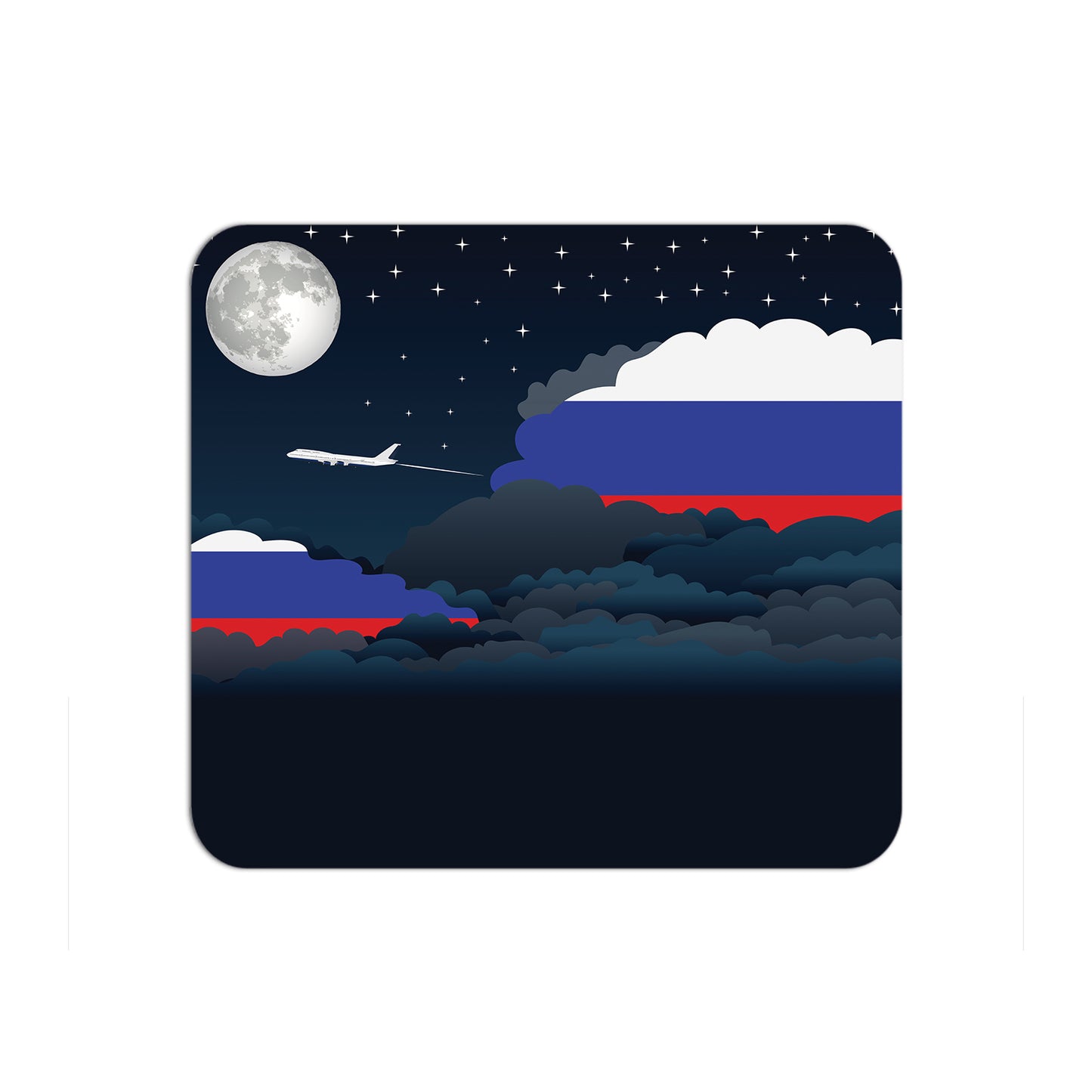 Russia Airplane Airport Flight Night Clouds Mousepad
