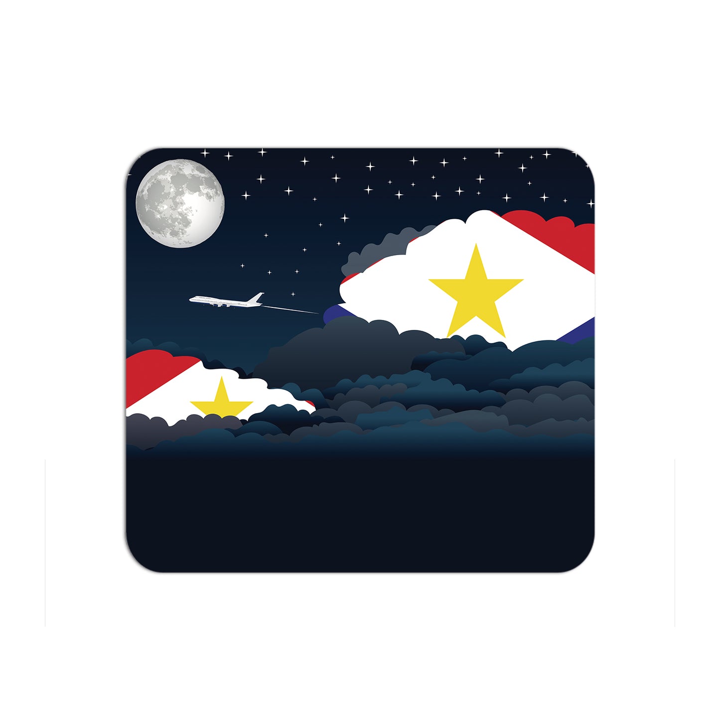 Saba Airplane Airport Flight Night Clouds Mousepad