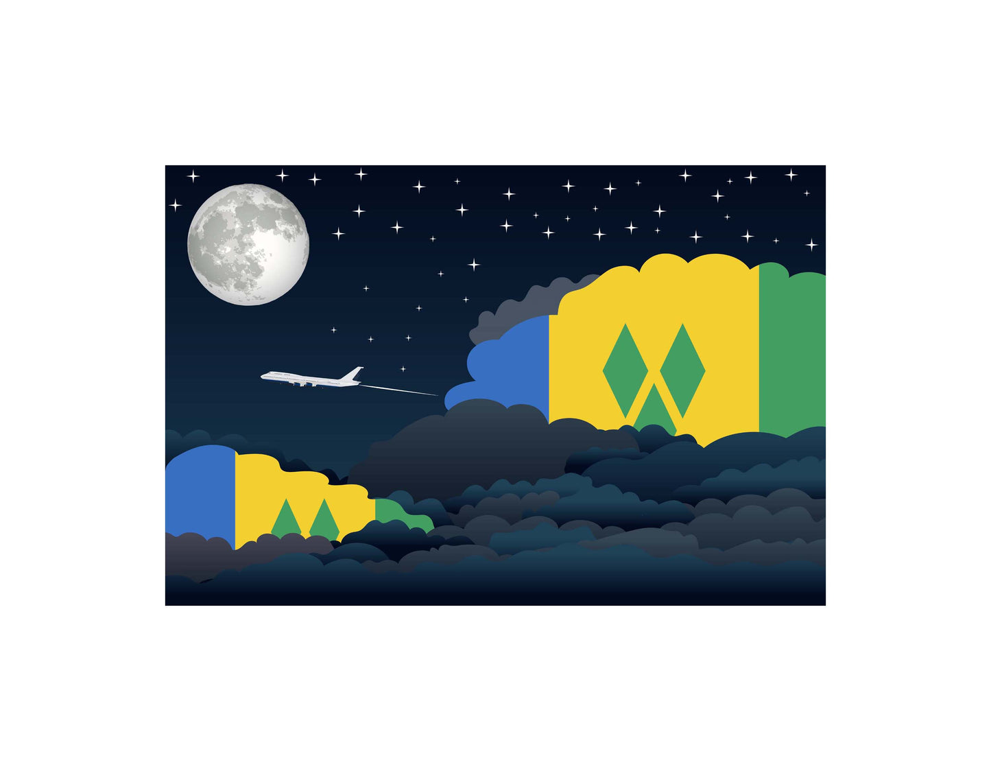 Saint Vincent Case and the Grenadines Night Clouds Blanket Throw