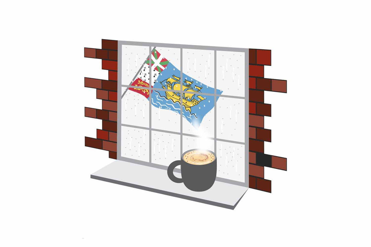 Saint Pierre and Miquelon Coffee Rain Window Fridge Magnet