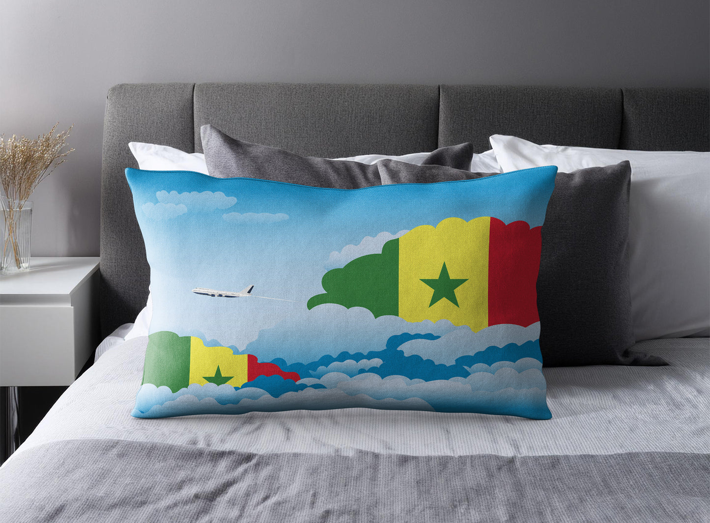 Senegal Day Clouds Pillow Case and Pillow Throw