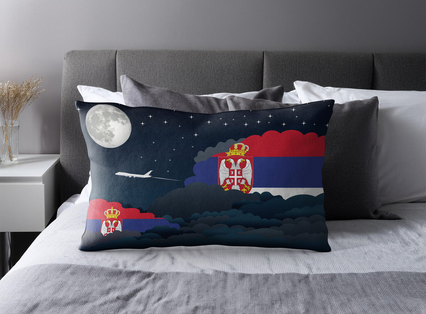 Serbia Night Clouds Pillow Case and Pillow Throw