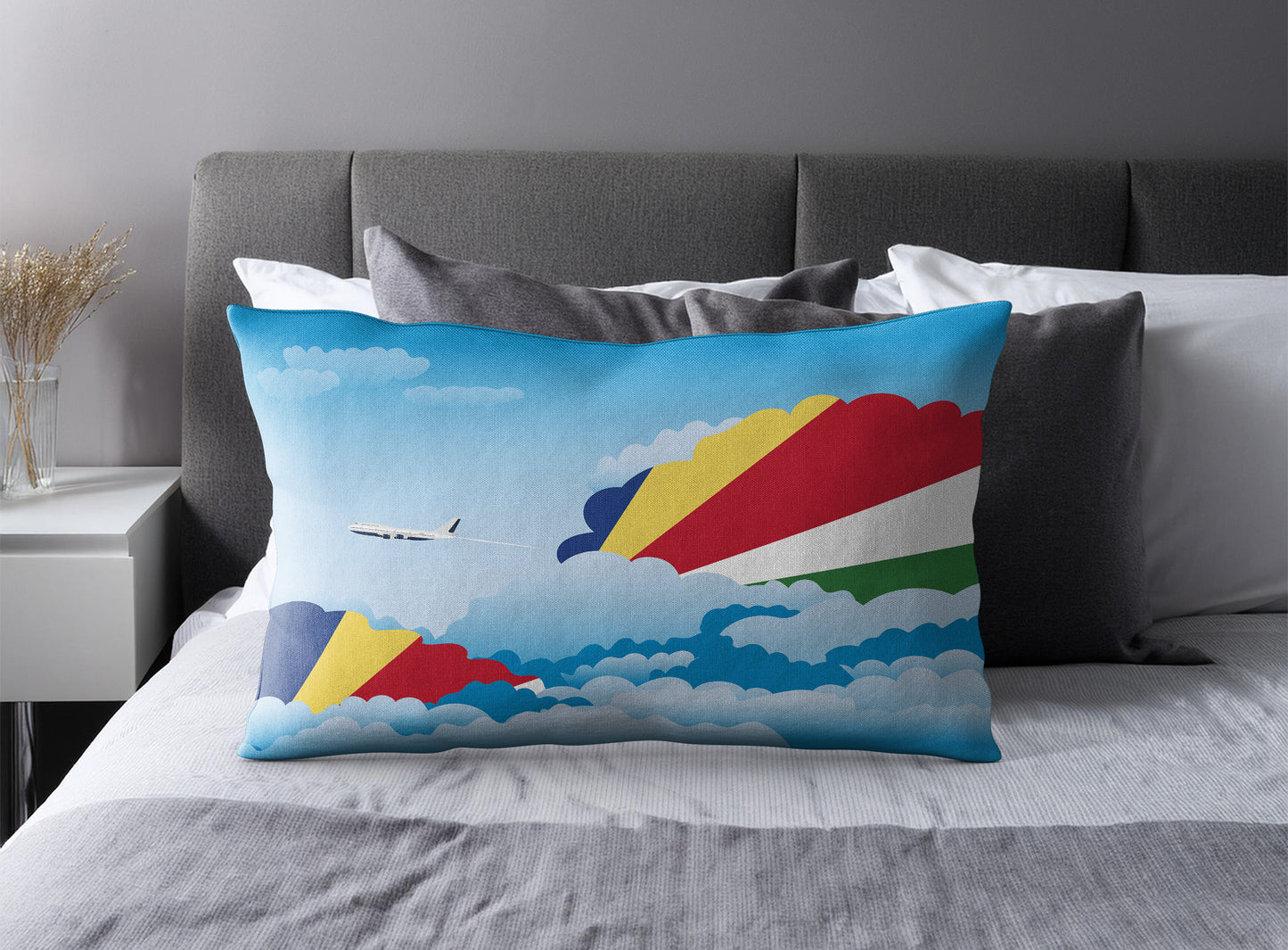 Seychelles Day Clouds Pillow Case and Pillow Throw