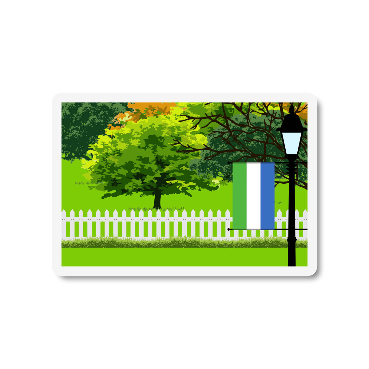 Sierra Leone Trees and Street Lamp Sticker