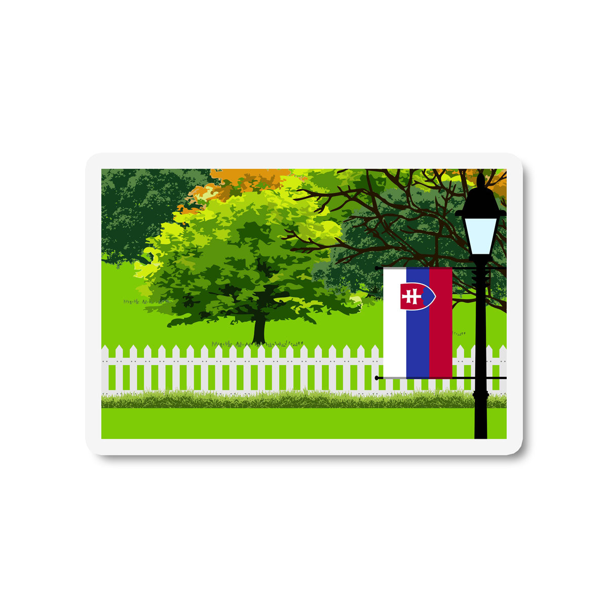 Slovakia Trees and Street Lamp Sticker