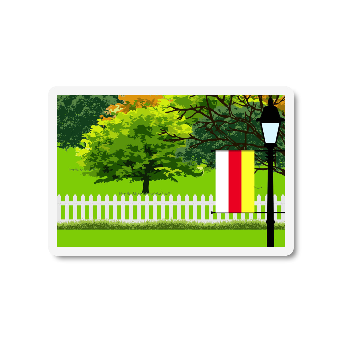 South Ossetia Trees and Street Lamp Sticker