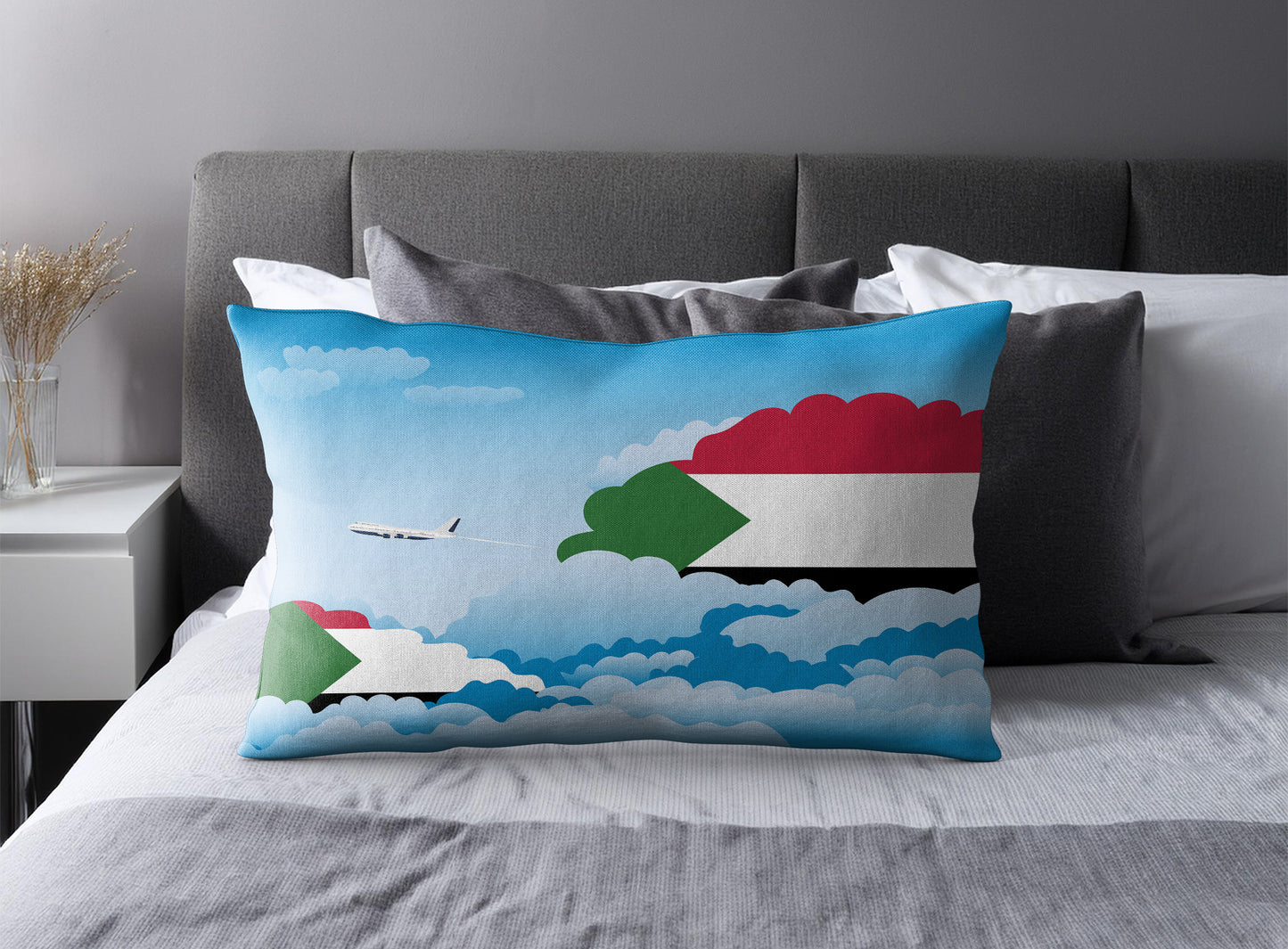 Sudan Day Clouds Pillow Case and Pillow Throw