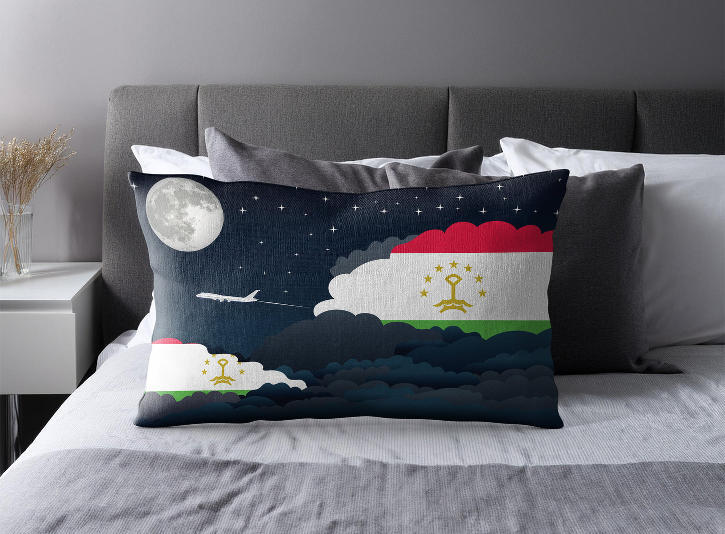 Tajikistan Night Clouds Pillow Case and Pillow Throw