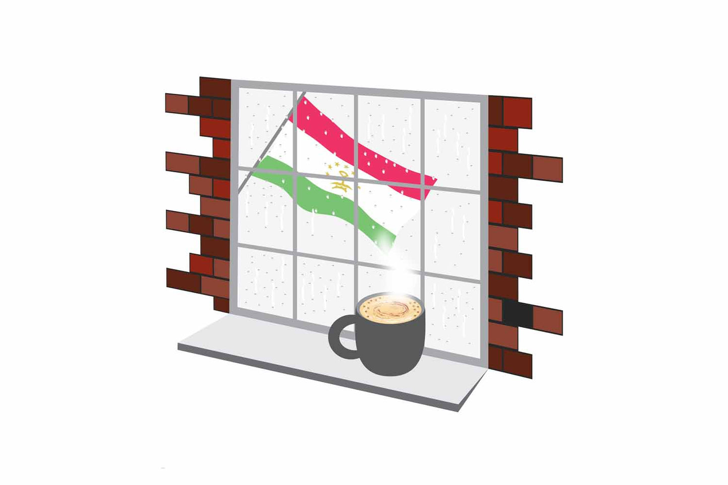 Tajikistan Coffee Rain Window Fridge Magnet