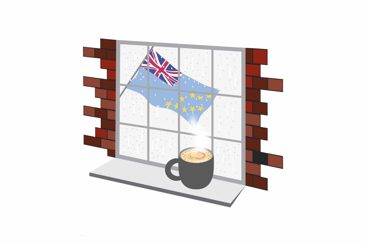 Tuvalu Coffee Rain Window Fridge Magnet
