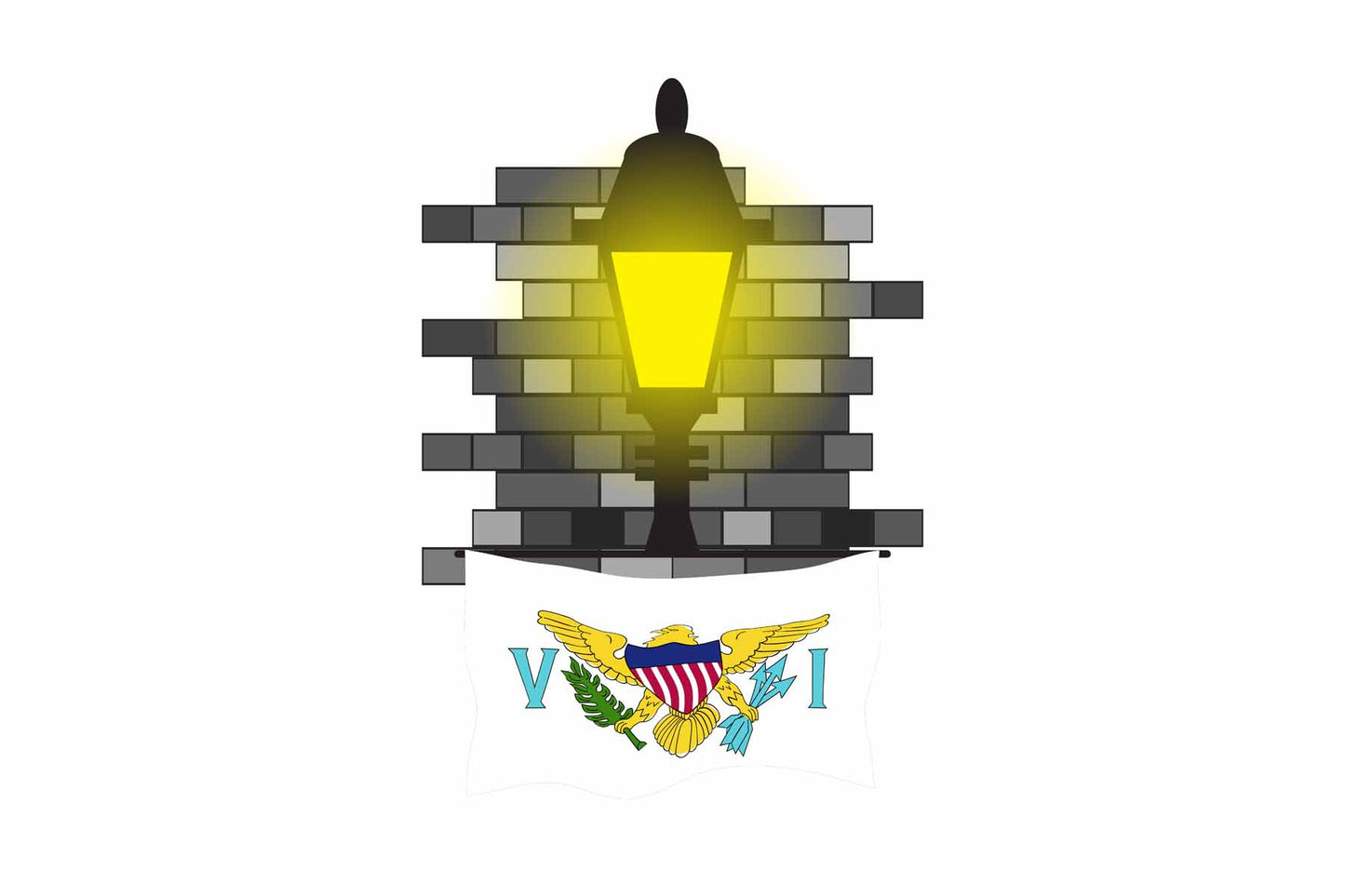 Virgin Islands US Street Lamp Bricks Fridge Magnet