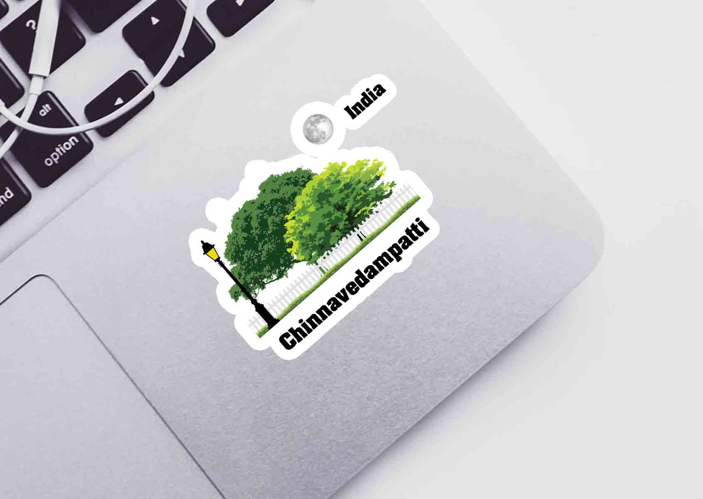 Chinnavedampatti Home Trees Moon Shape Sticker