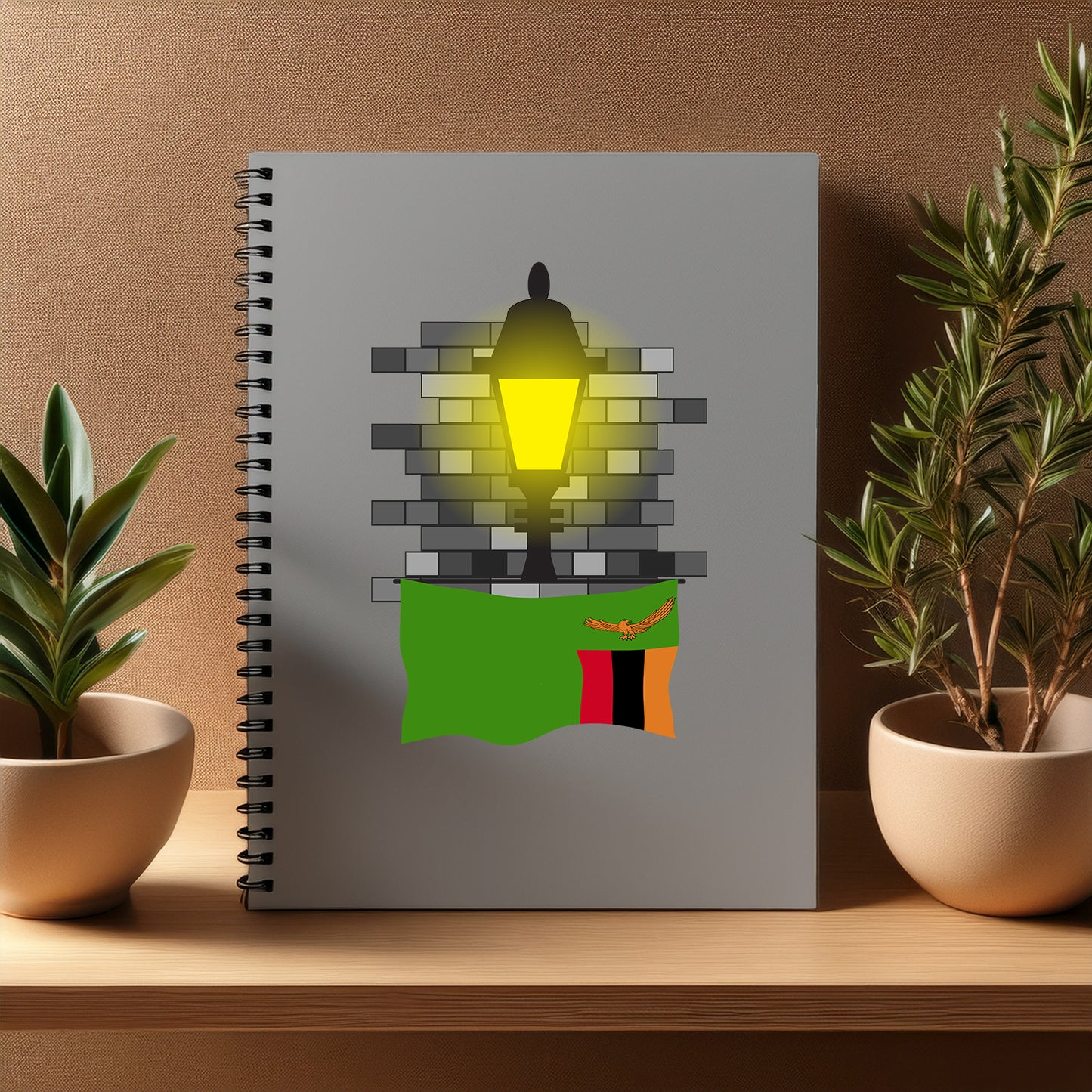 Zambia Street Lamp Bricks Notebook