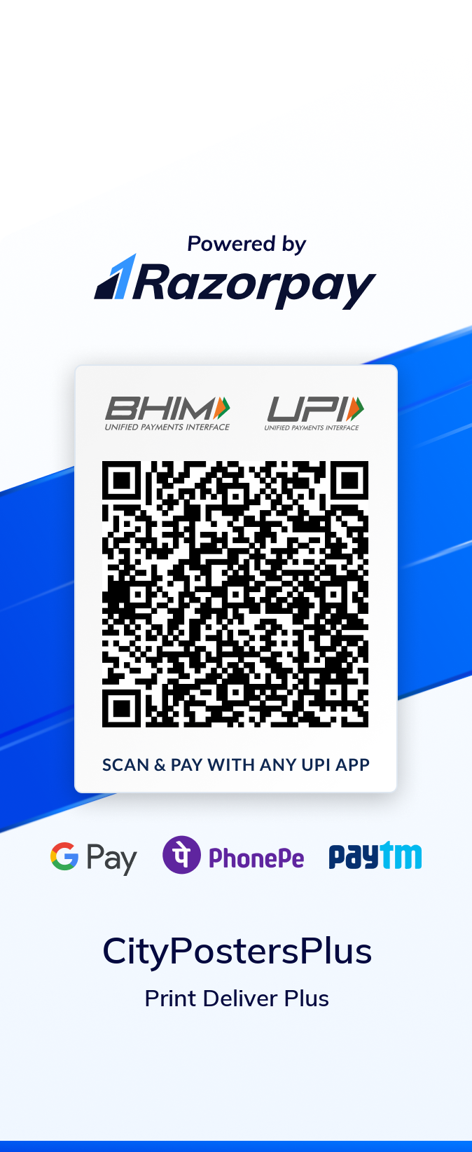 RazorPay UPI payment QR code