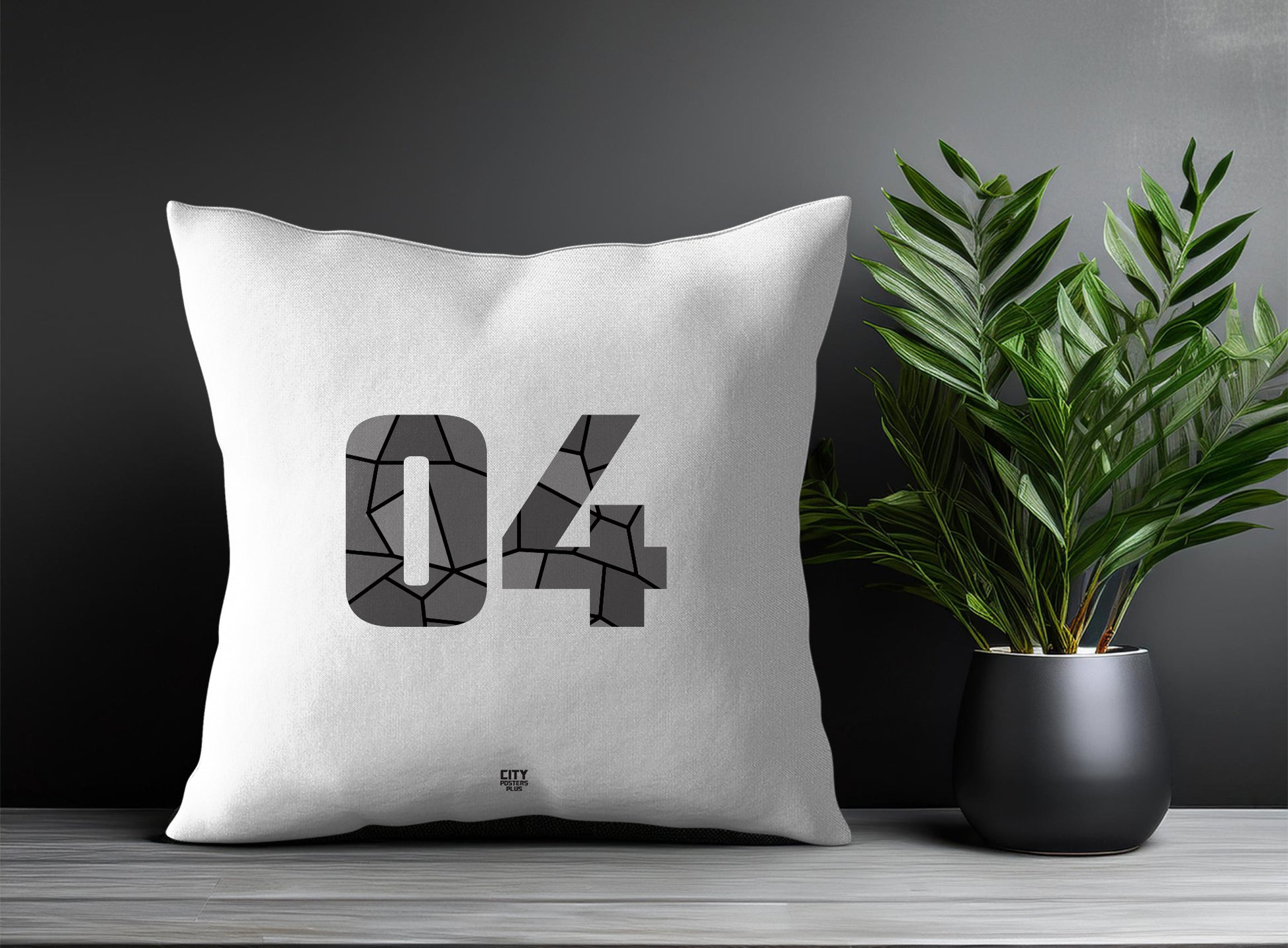 04 Number Pillow Case and Pillow Throw (White)