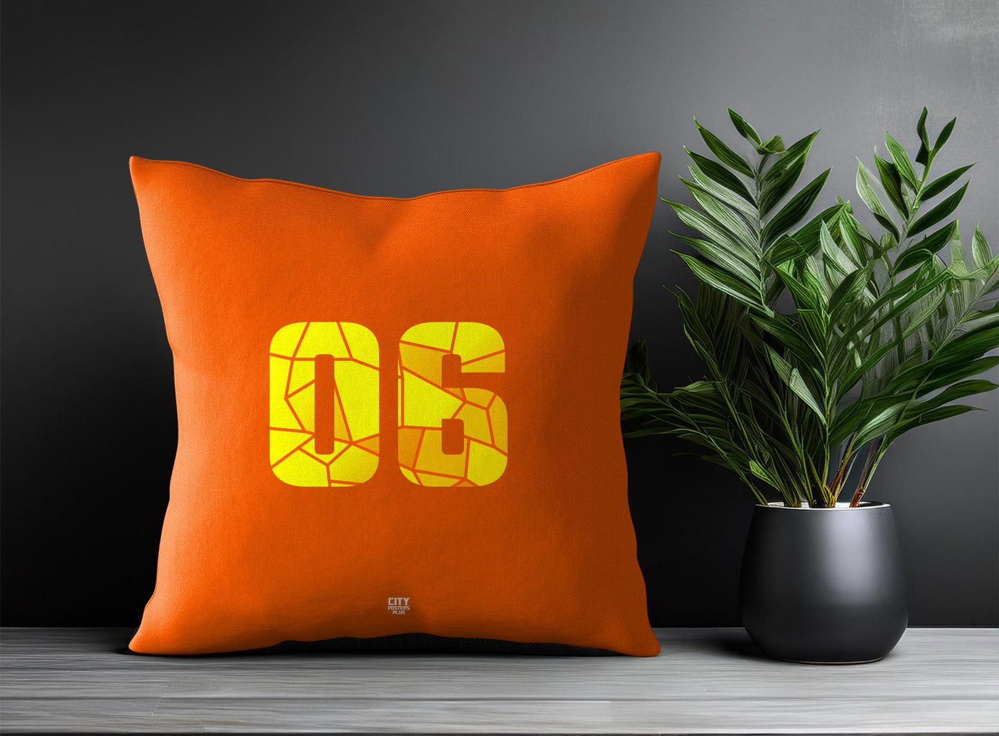 06 Number Pillow Case and Pillow Throw (Orange)