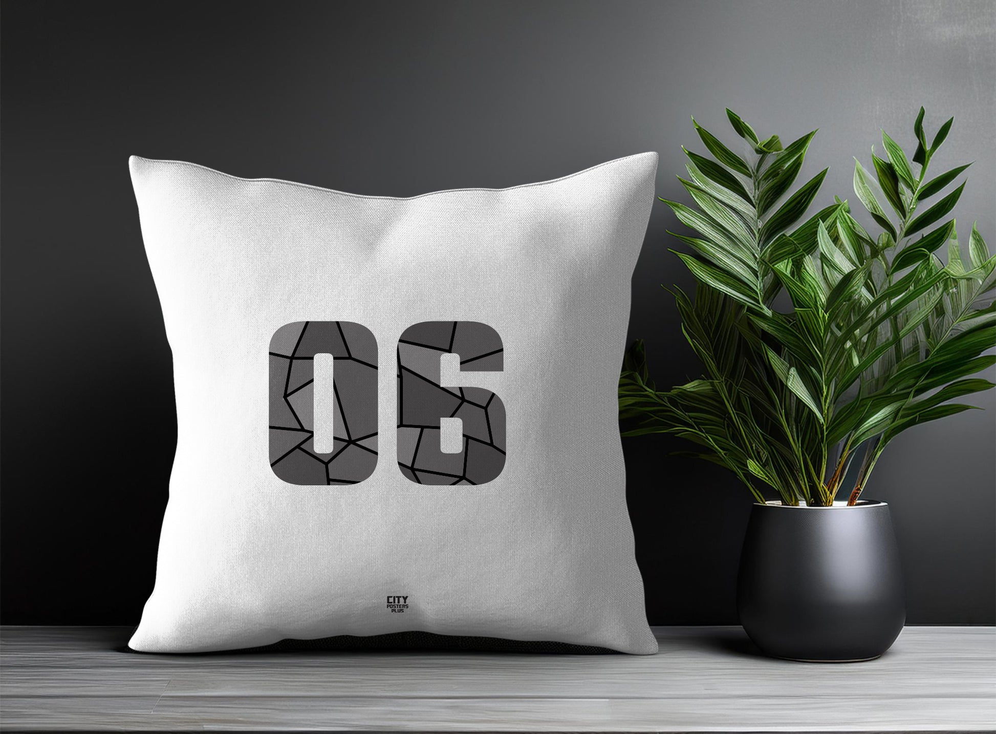 06 Number Pillow Case and Pillow Throw (White)