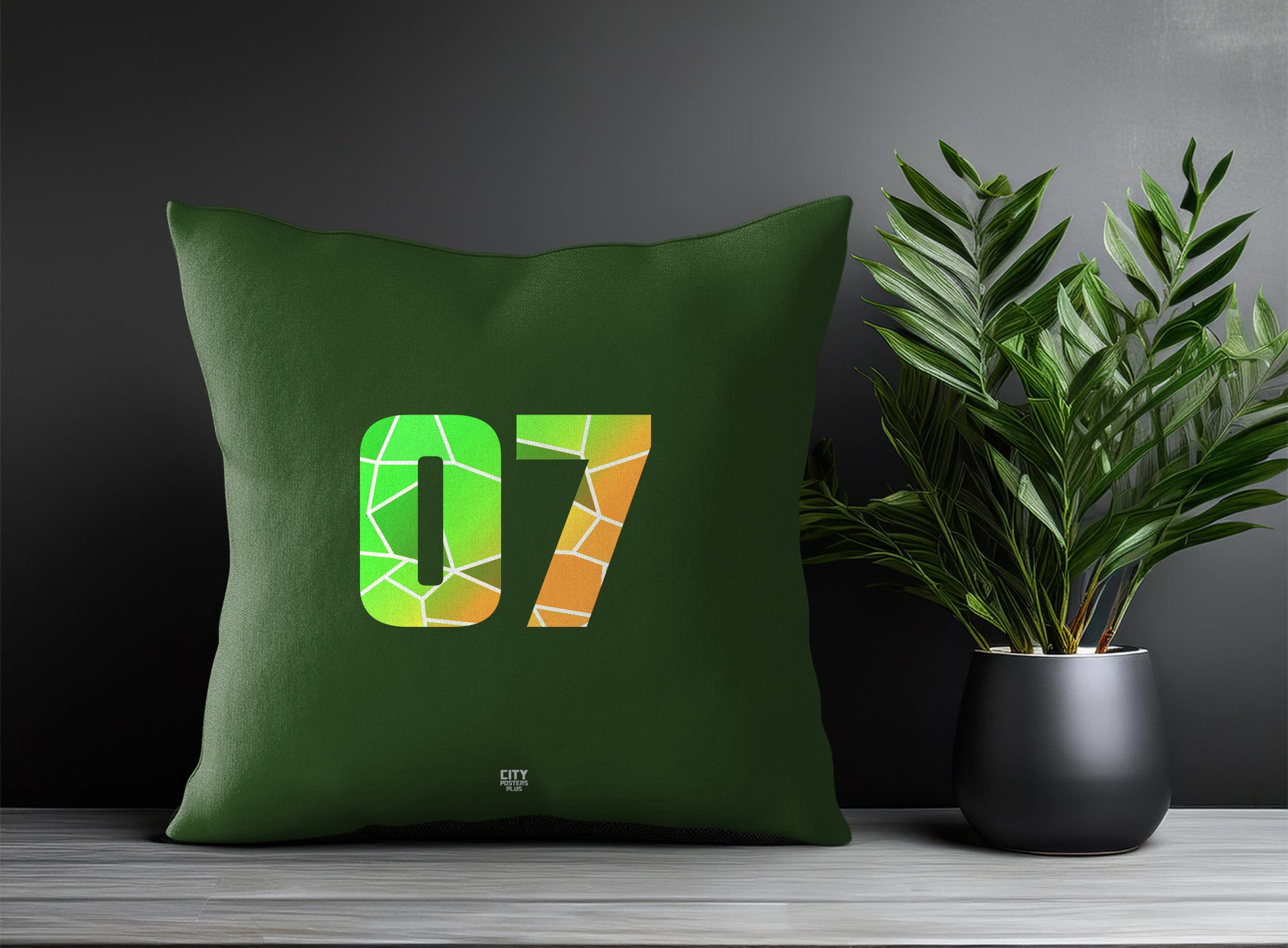 07 Number Pillow Case and Pillow Throw (Olive Green)