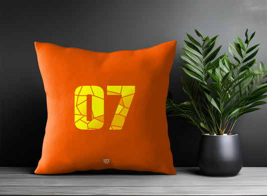 07 Number Pillow Case and Pillow Throw (Orange)