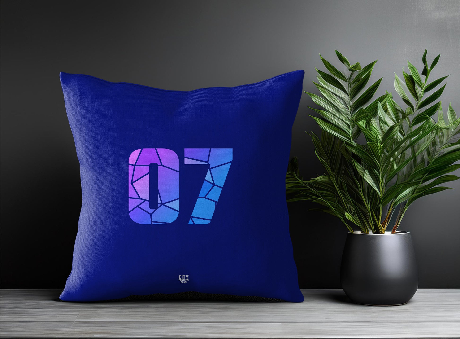 07 Number Pillow Case and Pillow Throw (Royal Blue)