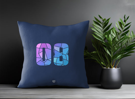 08 Number Pillow Case and Pillow Throw (Navy Blue)