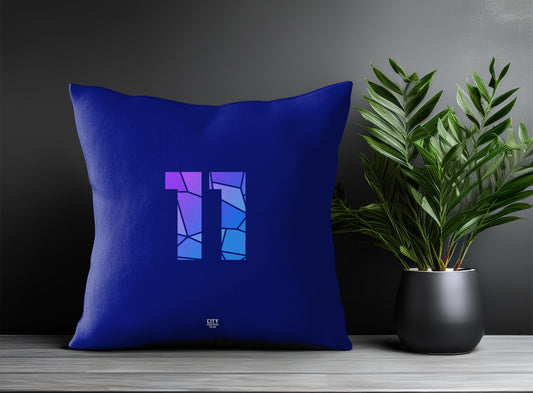 11 Number Pillow Case and Pillow Throw (Royal Blue)