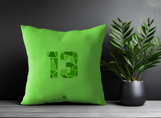 13 Number Pillow Case and Pillow Throw (Liril Green)
