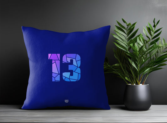 13 Number Pillow Case and Pillow Throw (Royal Blue)