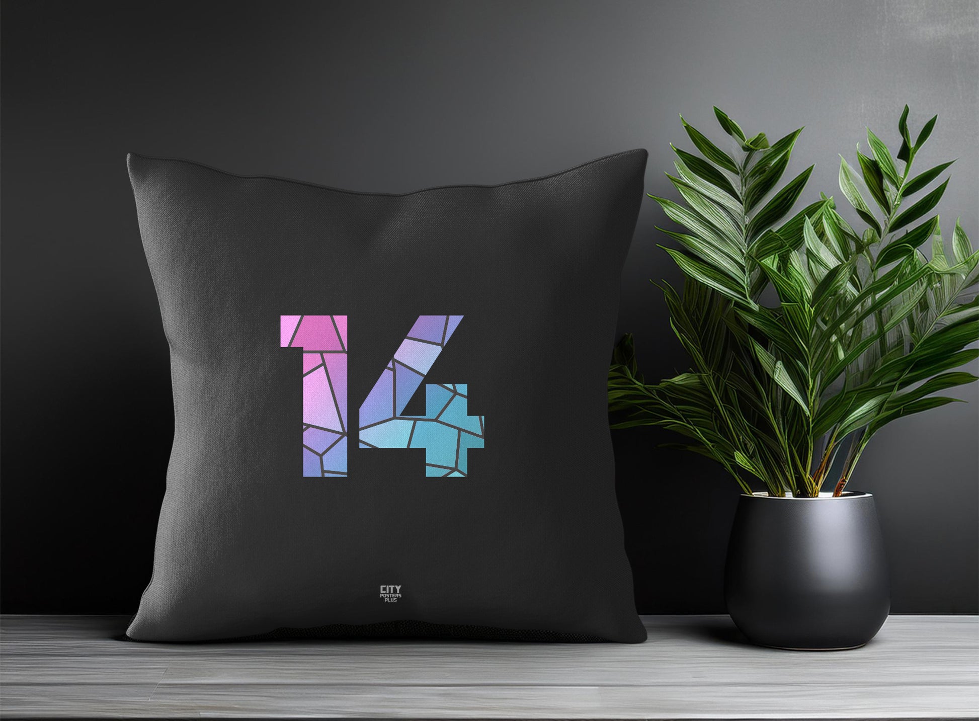 14 Number Pillow Case and Pillow Throw (Charcoal Grey)