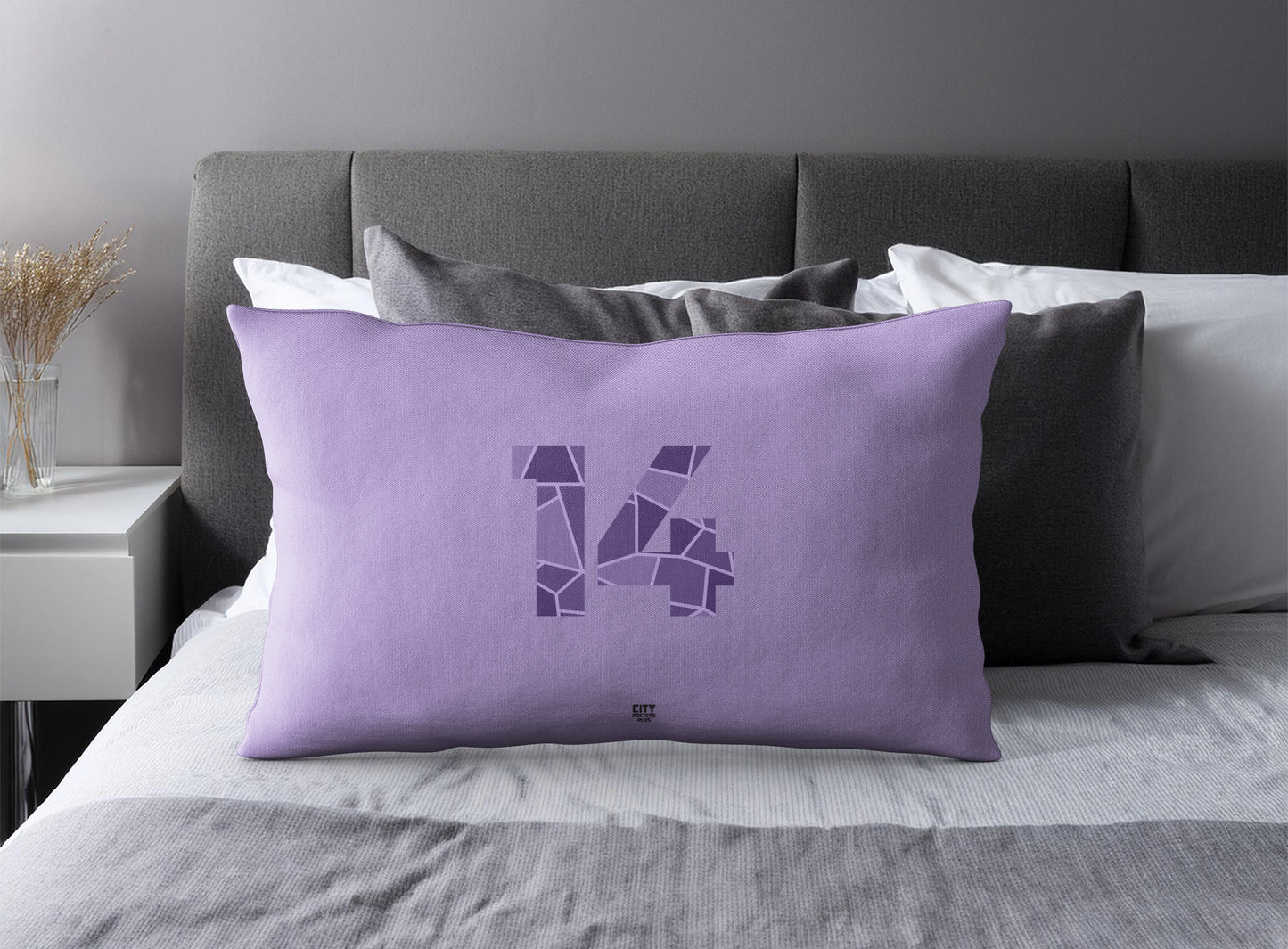 Print Deliver Plus 14 Number Pillow Case and Pillow Throw (Iris Lavender)
