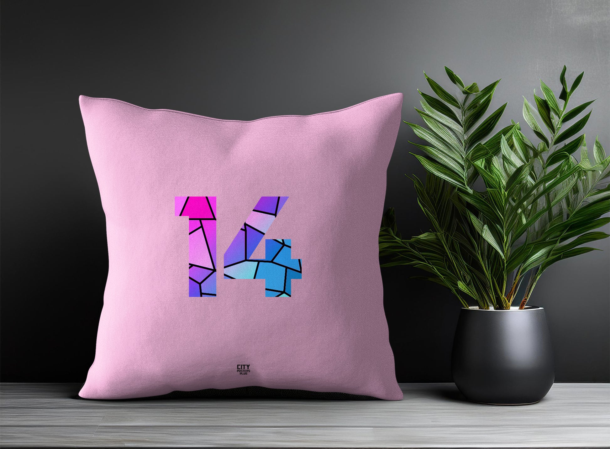 14 Number Pillow Case and Pillow Throw (Light Pink)
