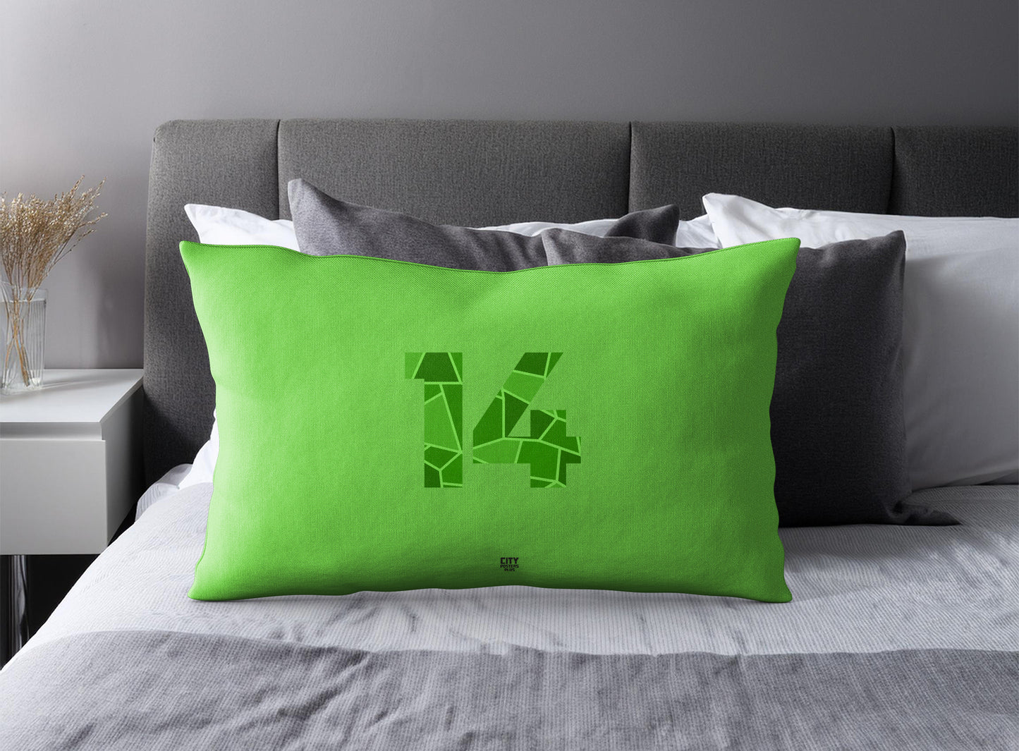 Print Deliver Plus 14 Number Pillow Case and Pillow Throw (Liril Green)