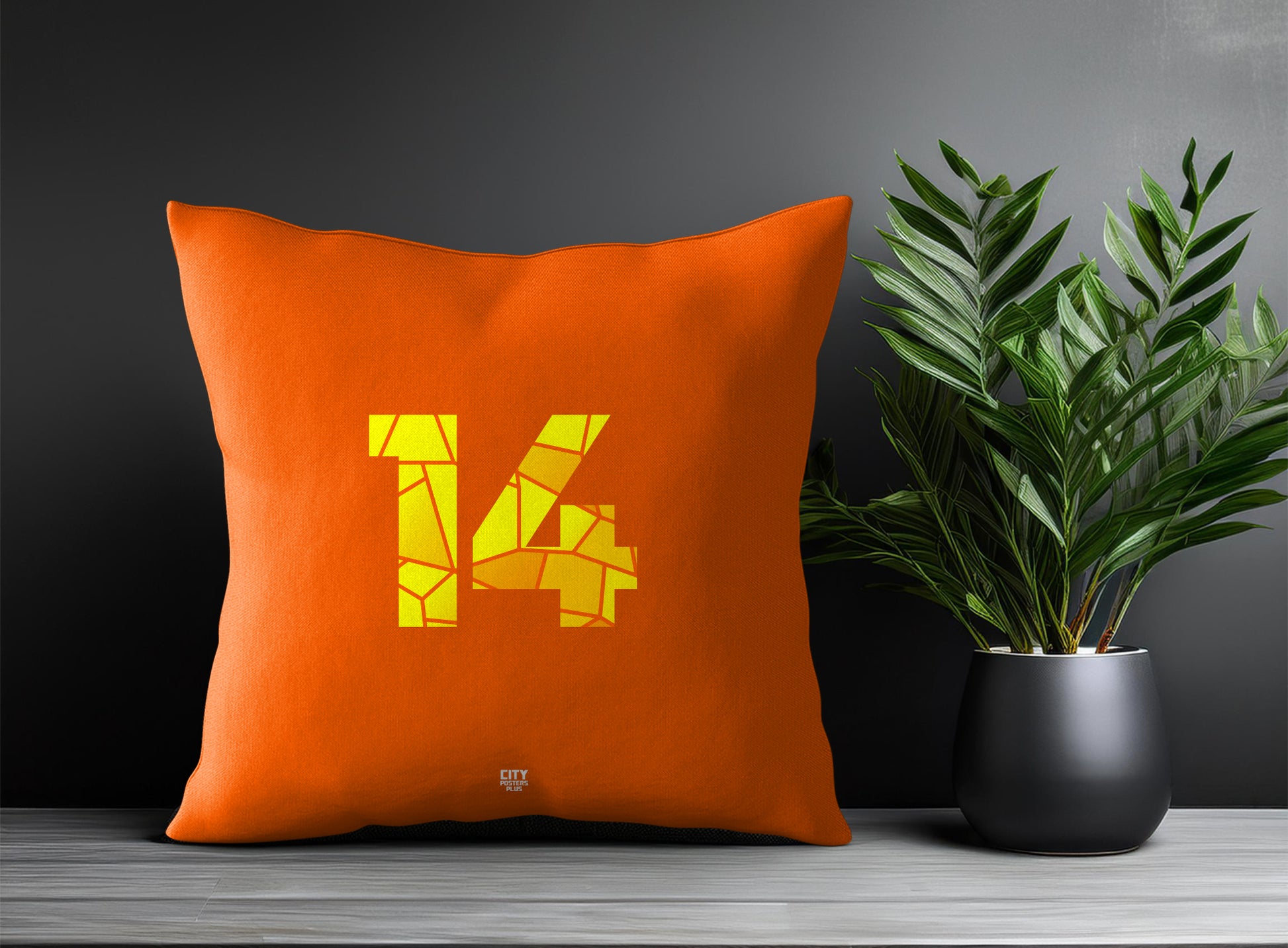 14 Number Pillow Case and Pillow Throw (Orange)
