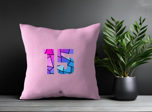 15 Number Pillow Case and Pillow Throw (Light Pink)