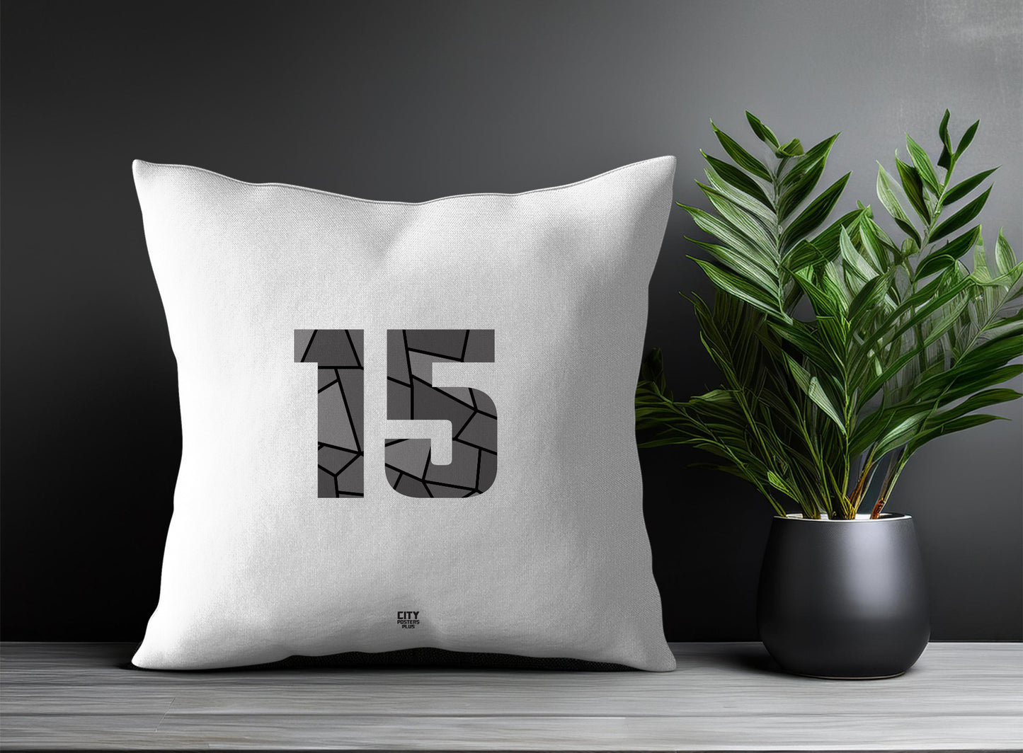 15 Number Pillow Case and Pillow Throw (White)