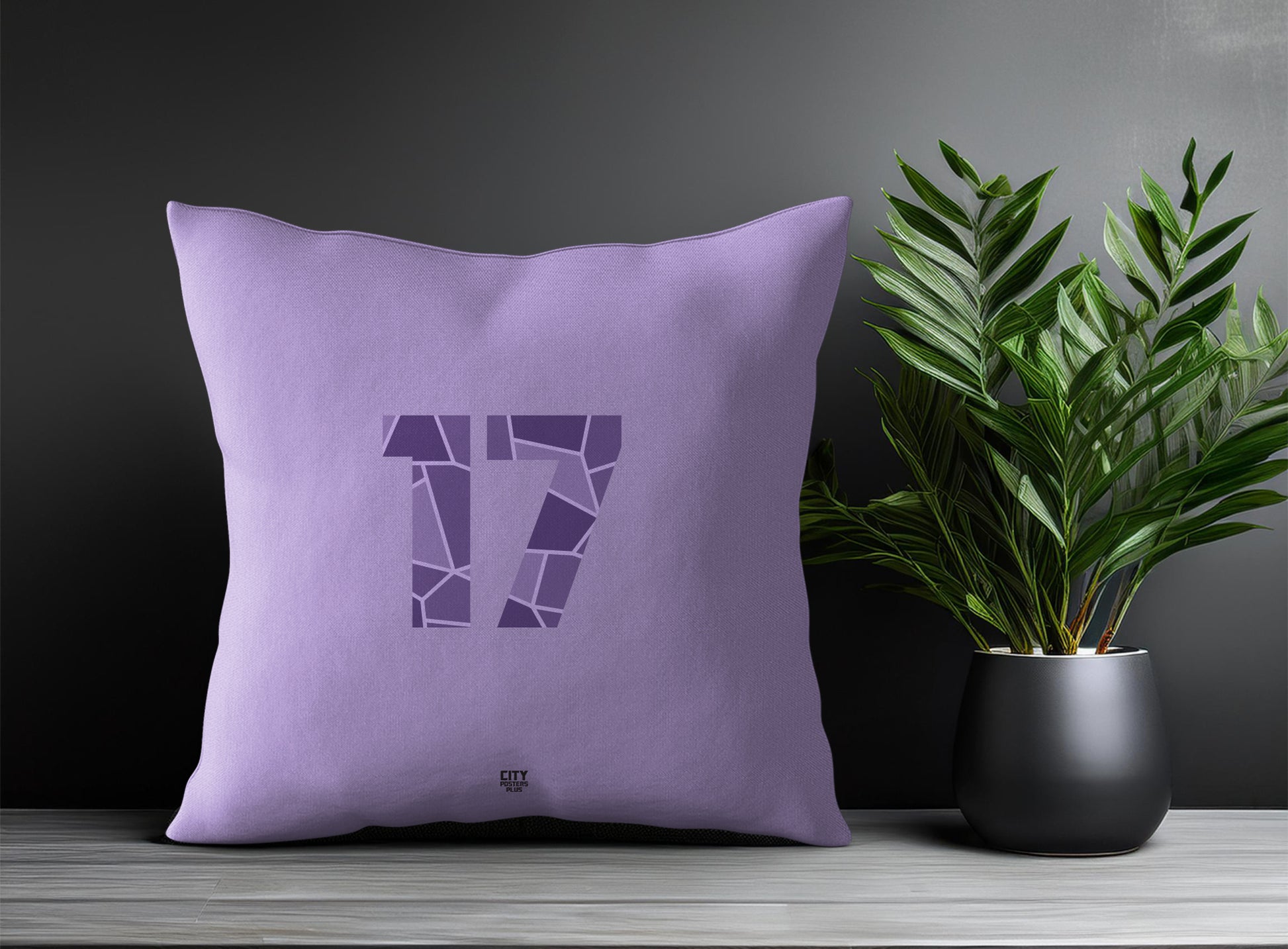 17 Number Pillow Case and Pillow Throw (Iris Lavender)