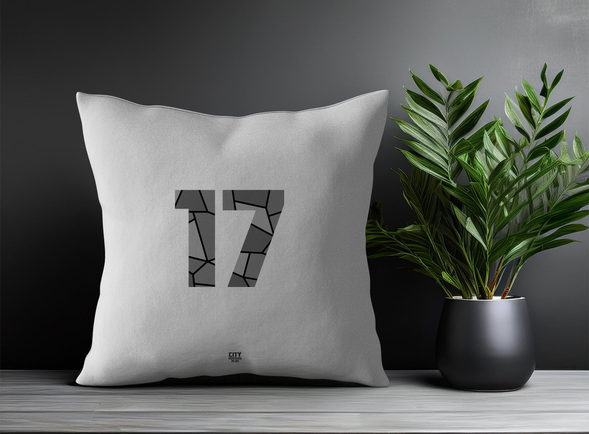 17 Number Pillow Case and Pillow Throw (Melange Grey)