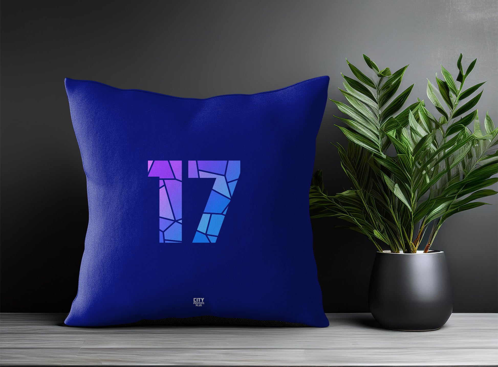 17 Number Pillow Case and Pillow Throw (Royal Blue)