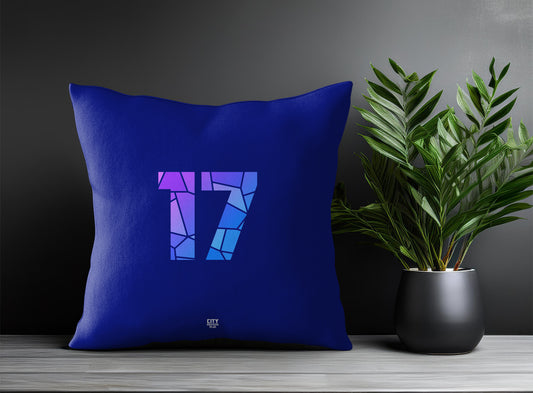 17 Number Pillow Case and Pillow Throw (Royal Blue)