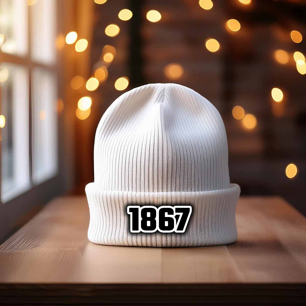 1867 Year Cuffed Beanie (White)