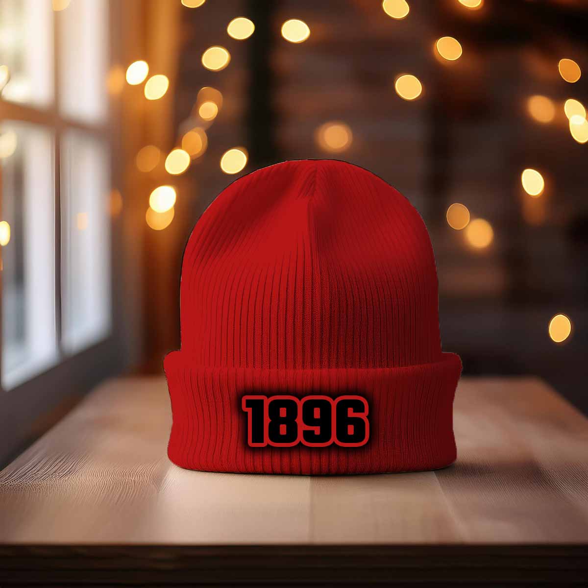 1896 Year Cuffed Beanie (Red)