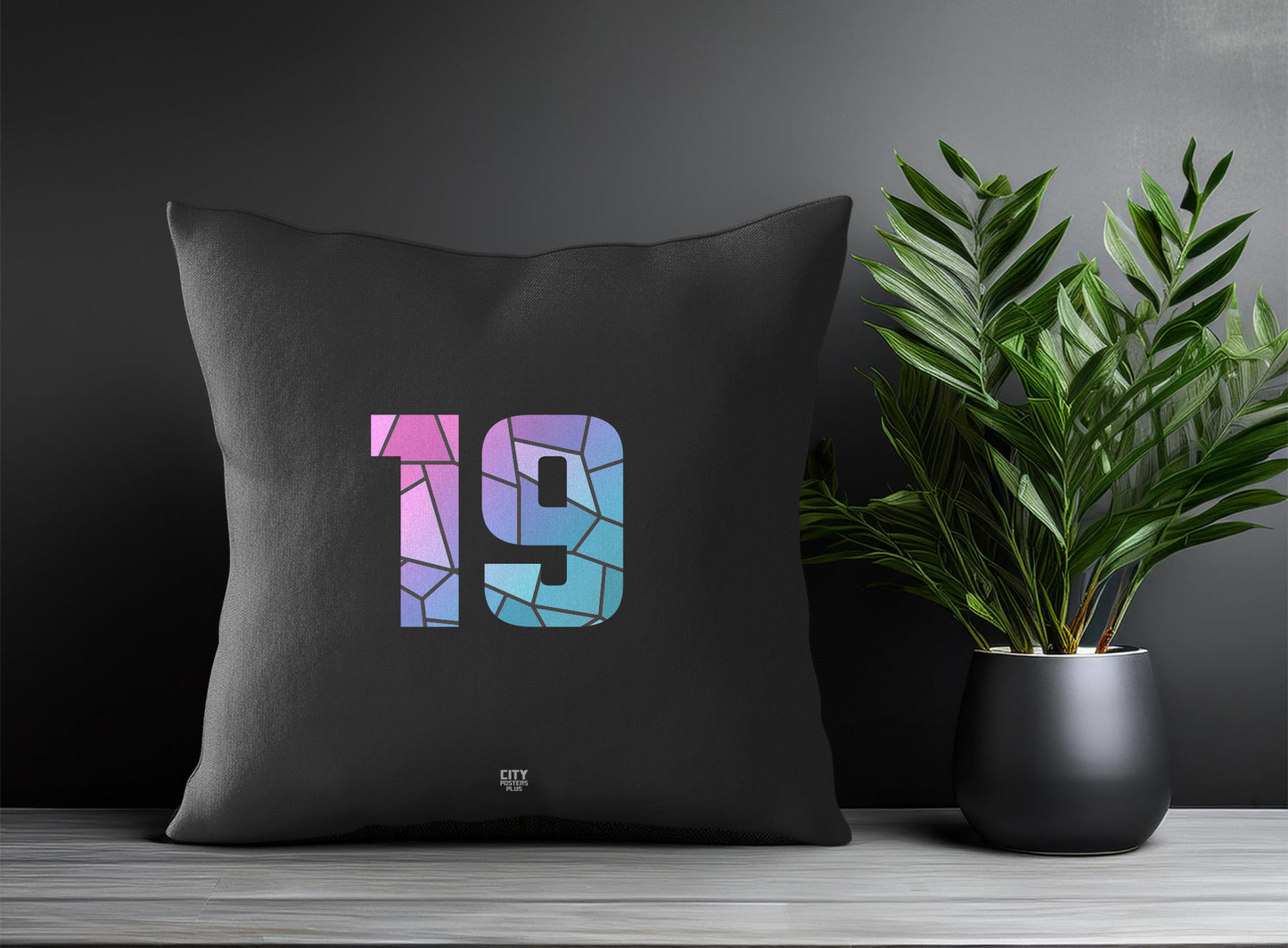 19 Number Pillow Case and Pillow Throw (Charcoal Grey)
