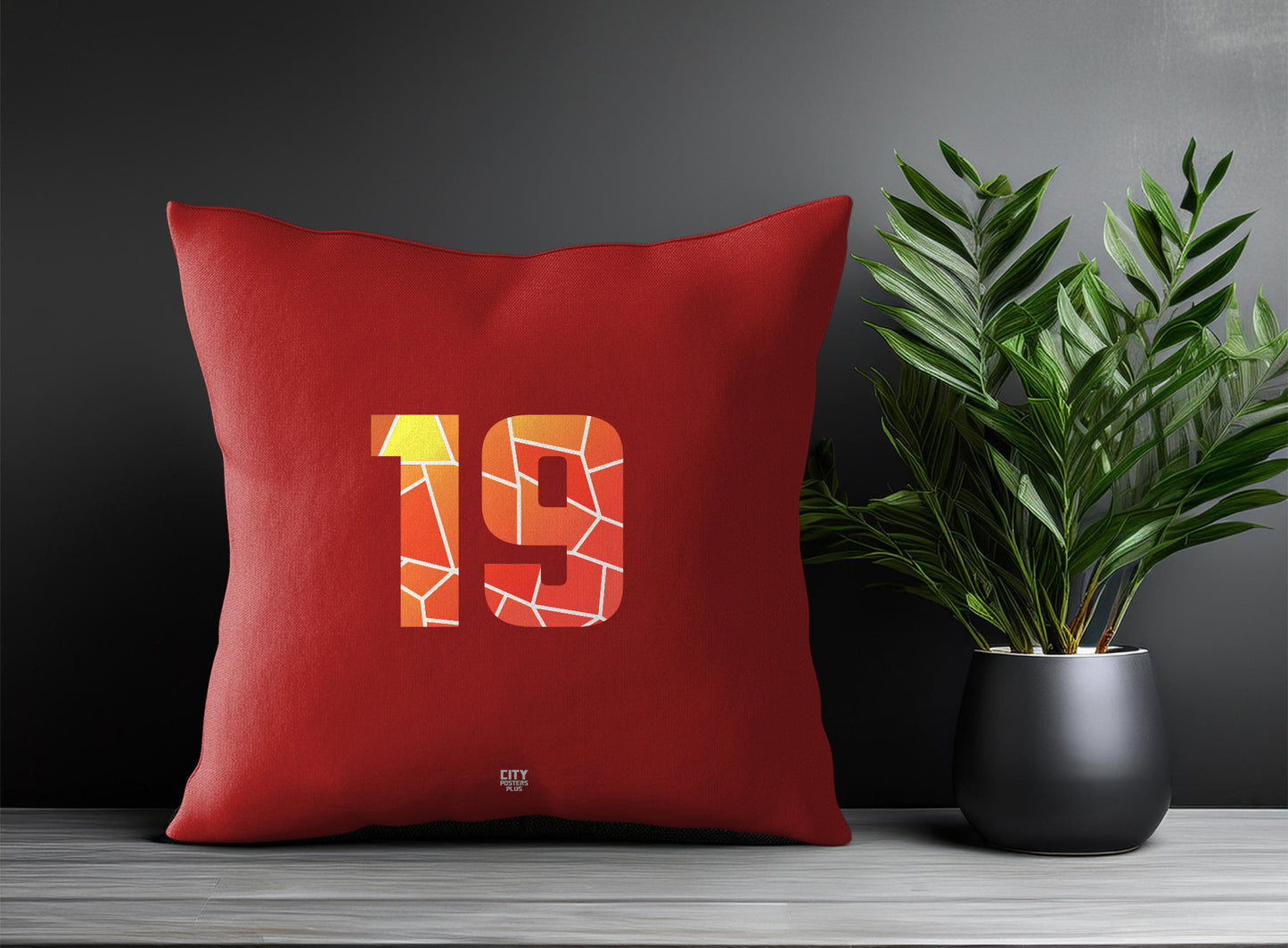 19 Number Pillow Case and Pillow Throw (Red)