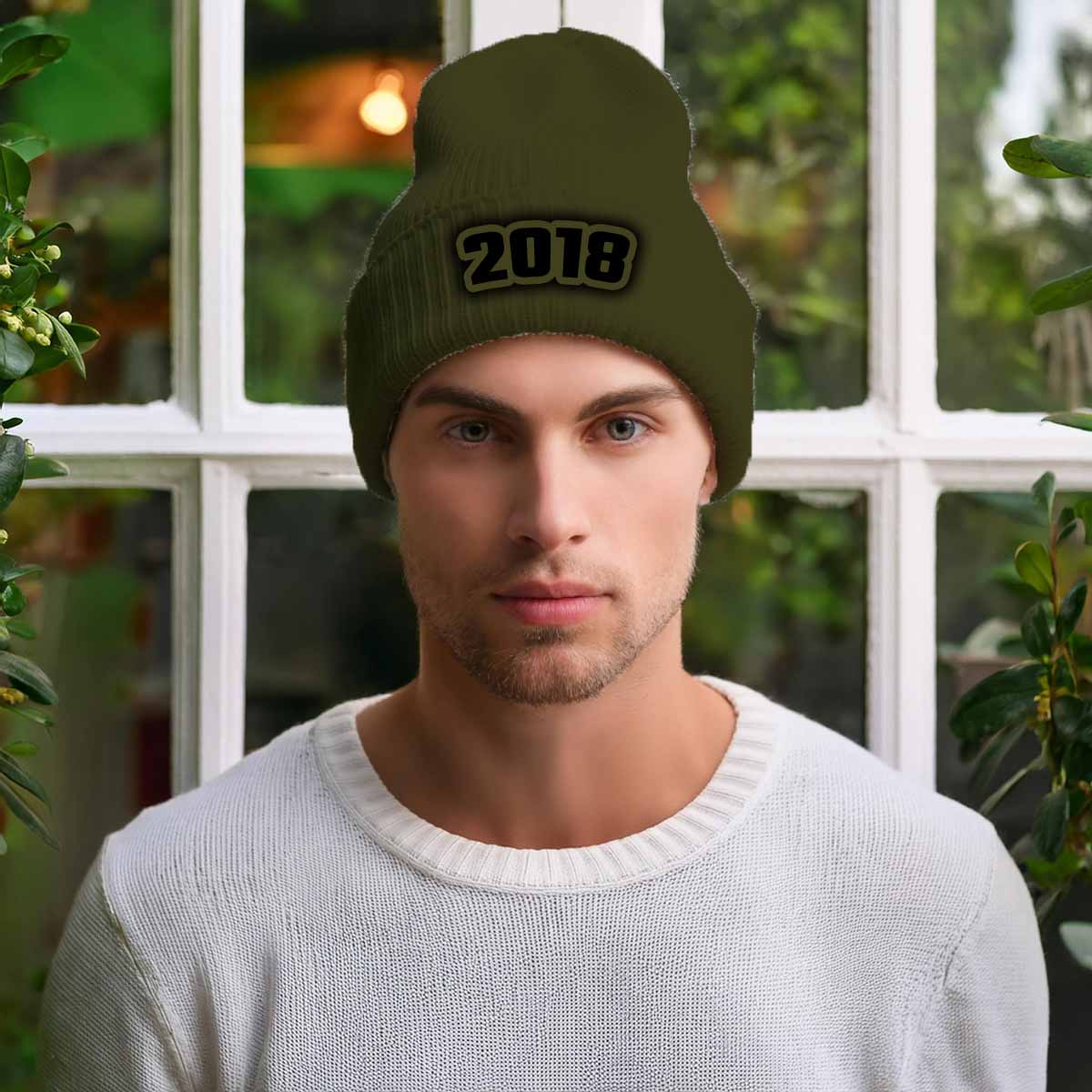 Beanies Plus 2018 Year Cuffed Beanie (Olive)