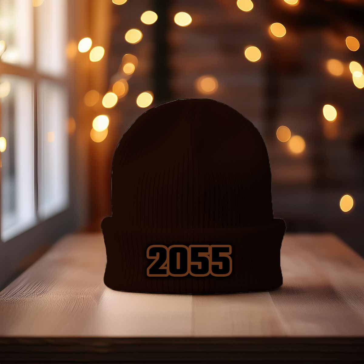 2055 Year Cuffed Beanie (Brown)