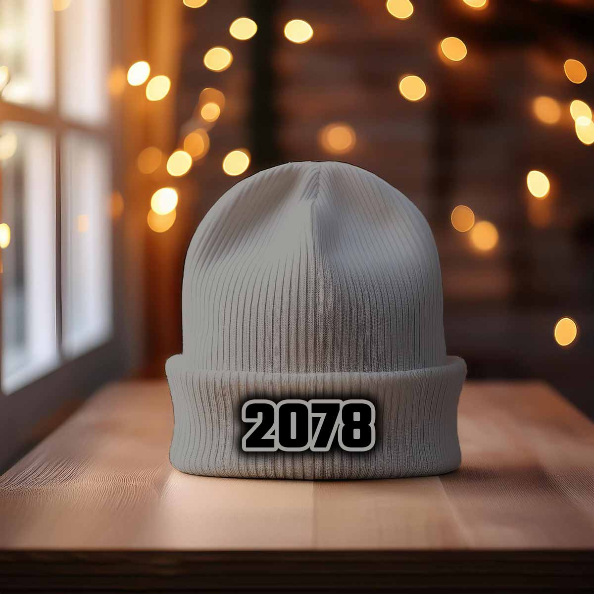 2078 Year Cuffed Beanie (Heather Grey)