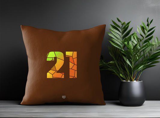 21 Number Pillow Case and Pillow Throw (Brown)